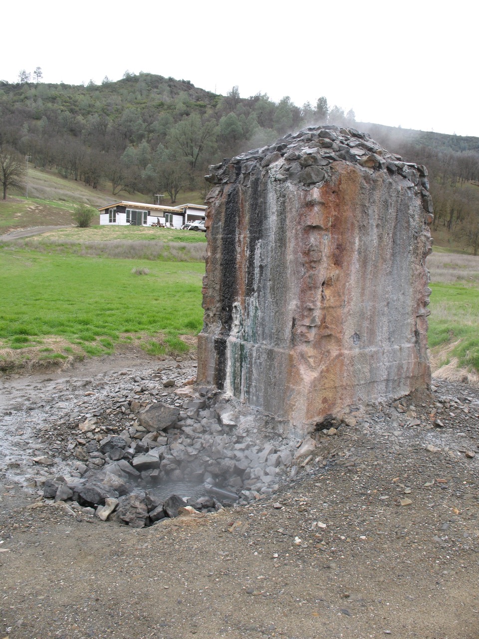 Existing geyser monolith and hot spring