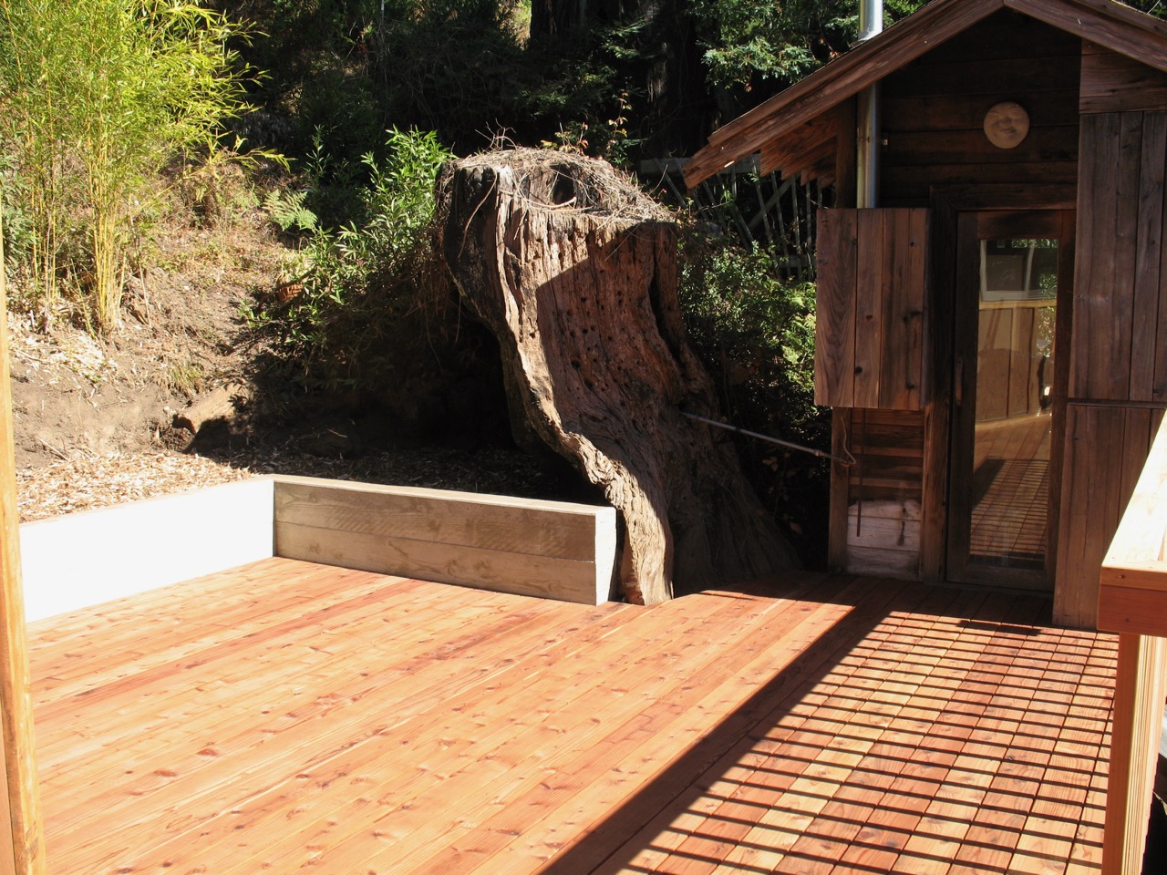 Deck and retaining wall