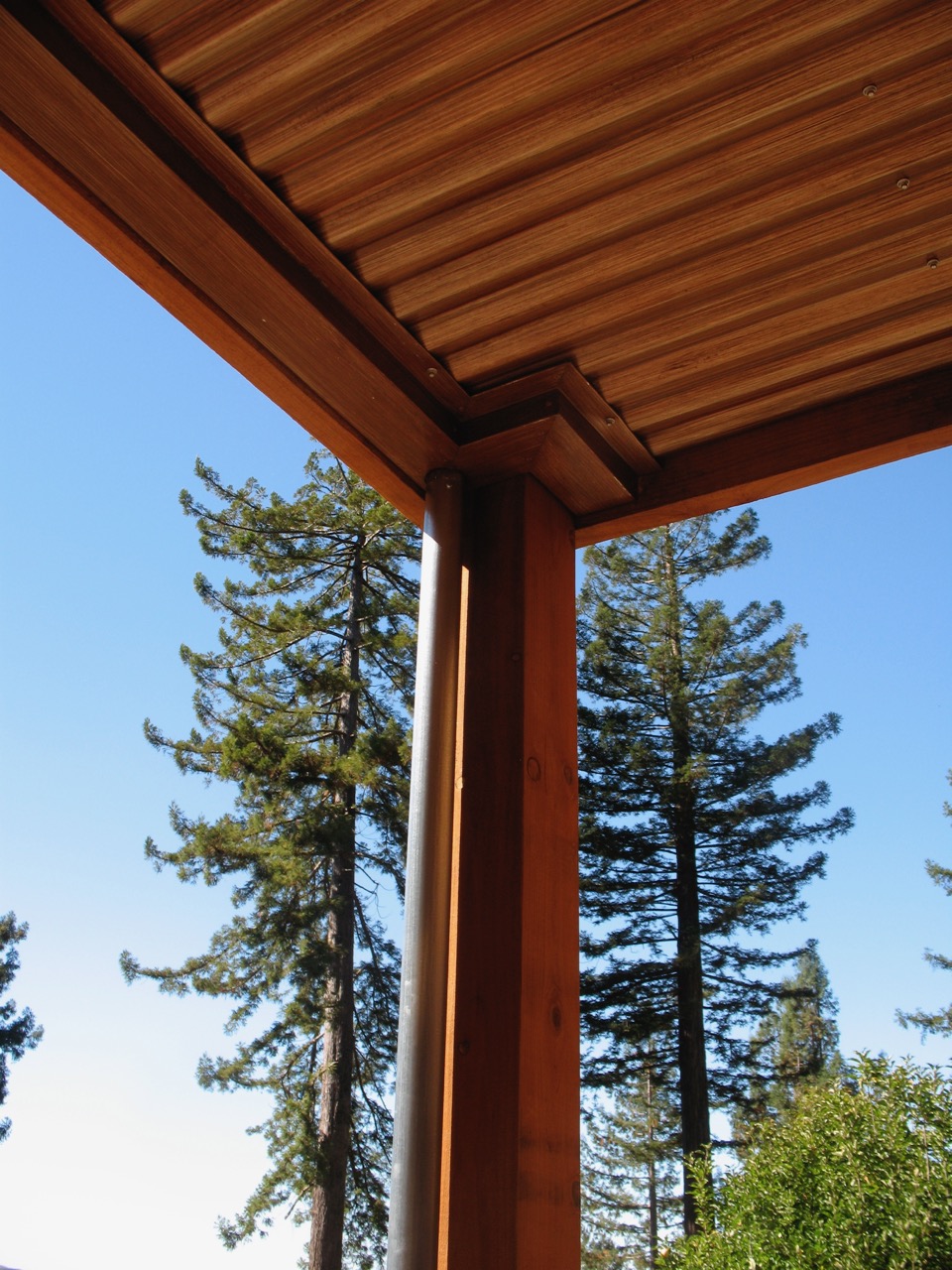 Deck roof gutter and downspout detail 1