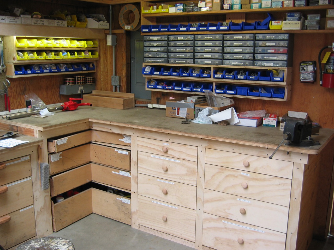 Workshop drawers and organization