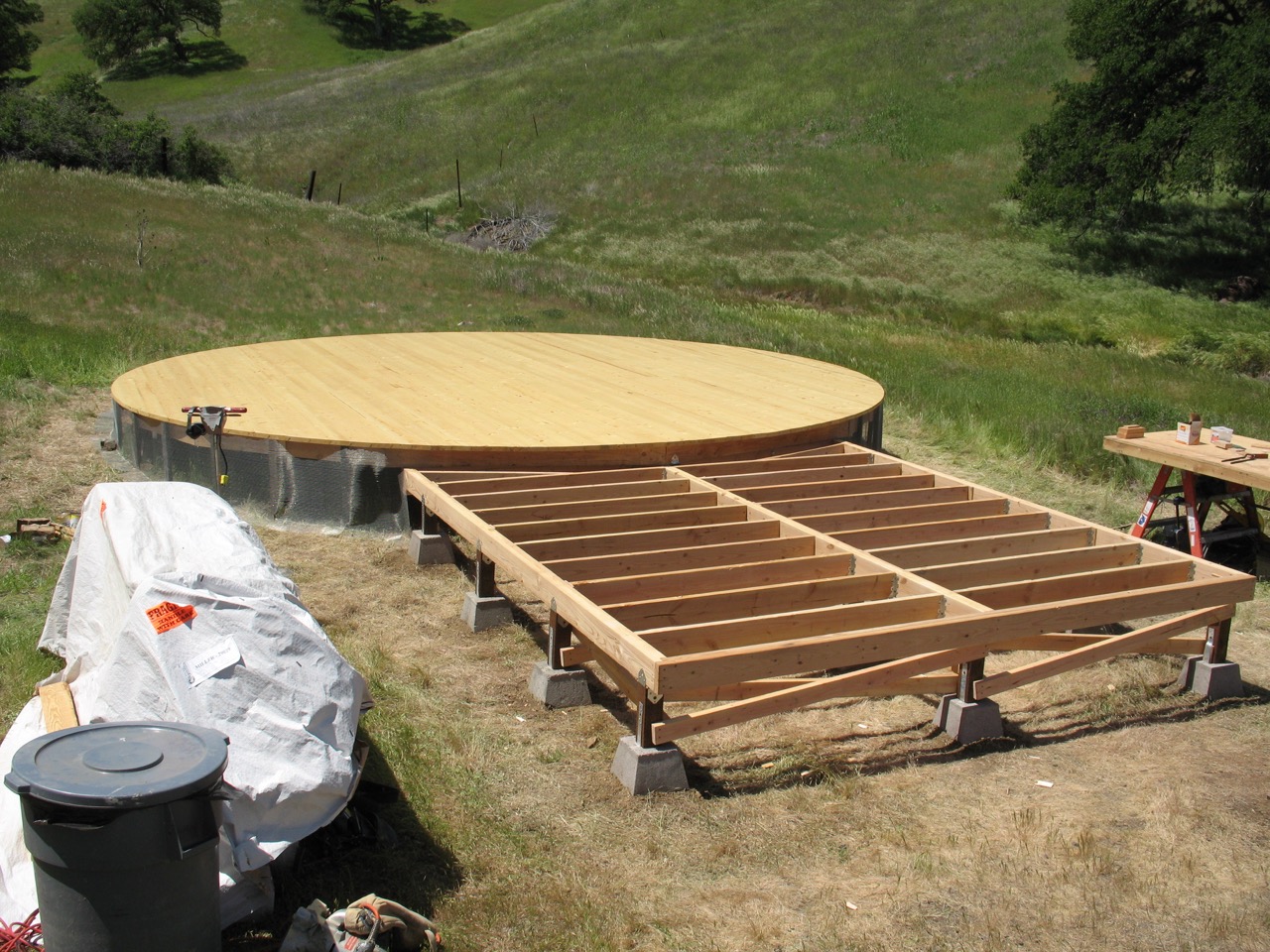 Yurt platform and deck framing