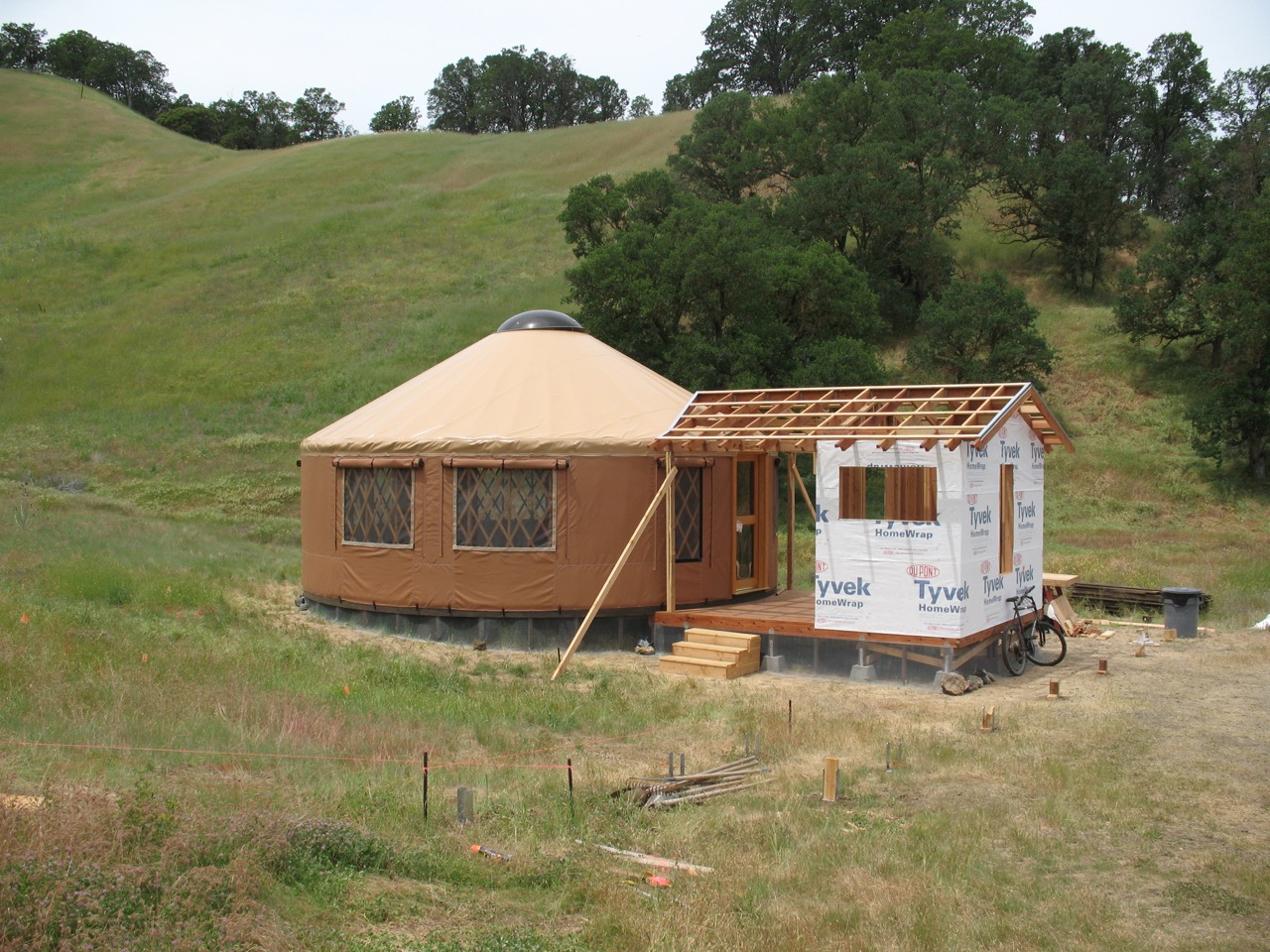 Yurt and rough framed mudroom