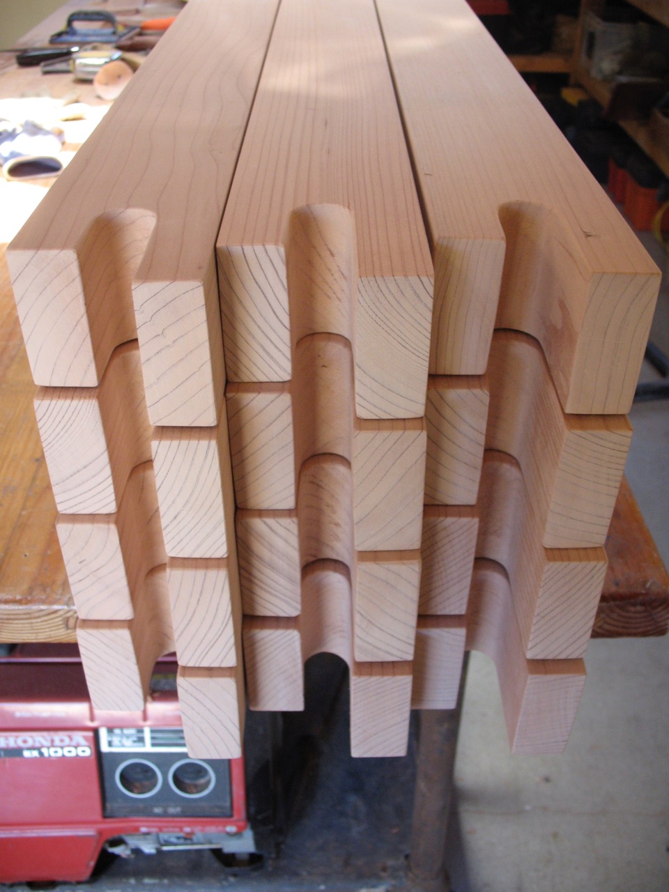 Custom redwood awning brackets 1
